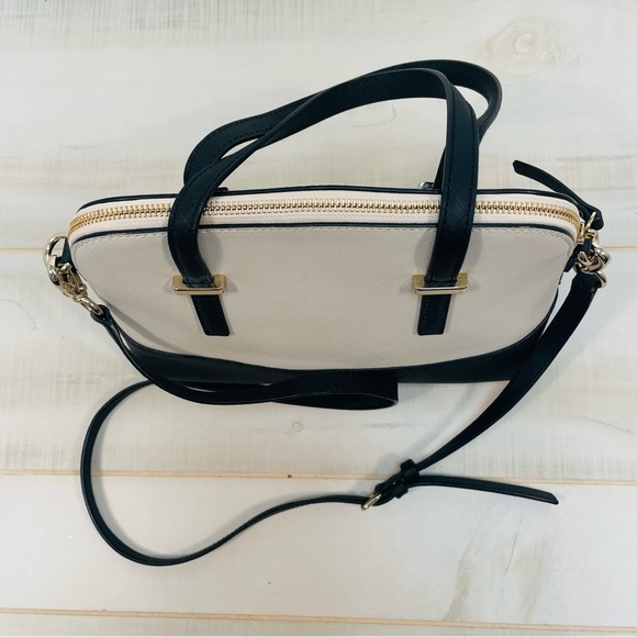 NWT Kate Spade Cedar Street Maise Black Cream Satchel Leather Bag - Picture 7 of 9